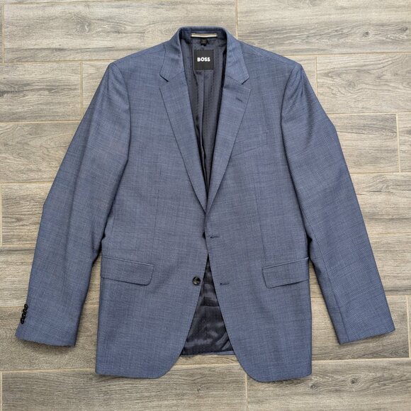 Hugo Boss Slim Fit Suit Men's Jacket Size 44L Pants 34x32 Blue Wool Blend - Picture 2 of 16